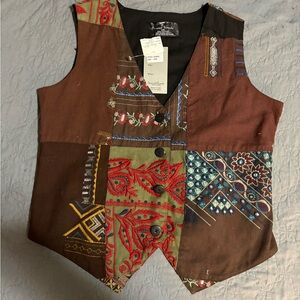 VTG SACRED THREADS Tapestry Patchwork Vest S/M Boho Hippie
Festival Art Teacher